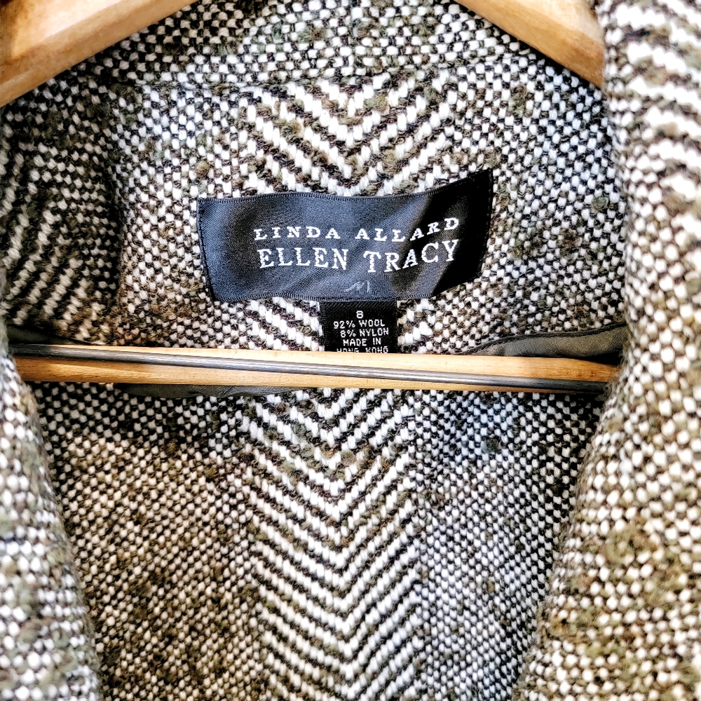 🕊️ Vintage Ellen Tracy Wool Herringbone Blazer size 8 - Picture 2 of 3